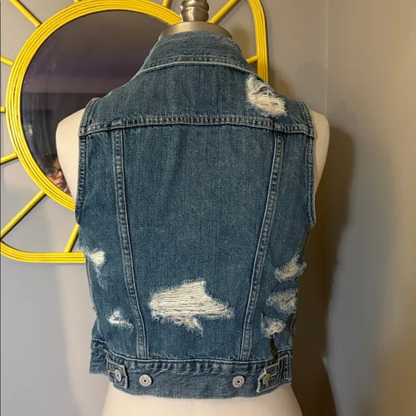 Levi’s XS Distressed Jean Jacket Vest - Image 2