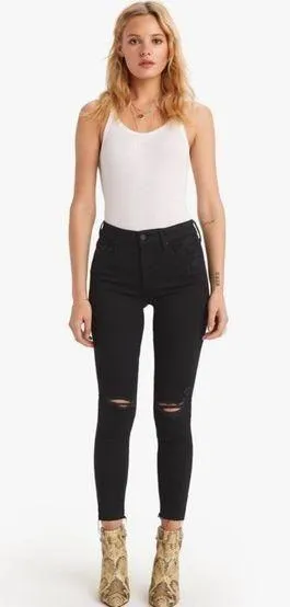 NWOT Mother Looker Ankle Fray Jeans in Guilty As Sin Distressed - Image 3
