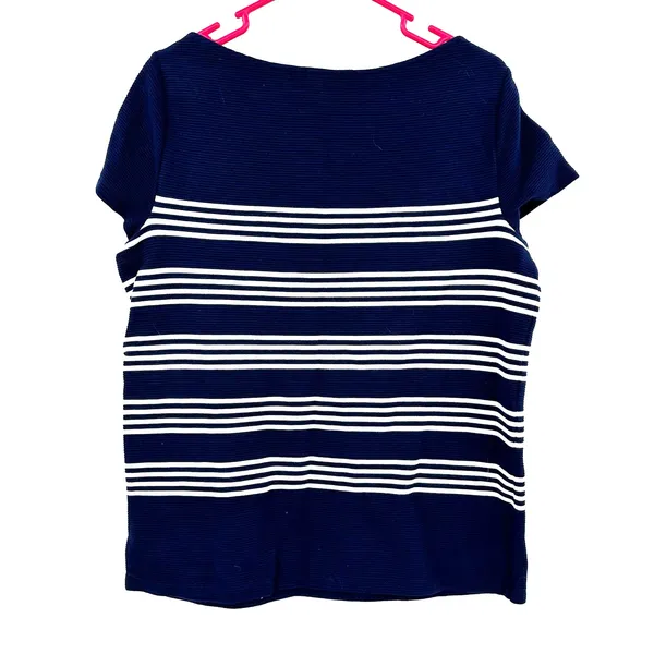 Lauren Ralph Lauren Size‎ Medium Shirt Navy & White Stripped Basic Everyday Top - Image 2