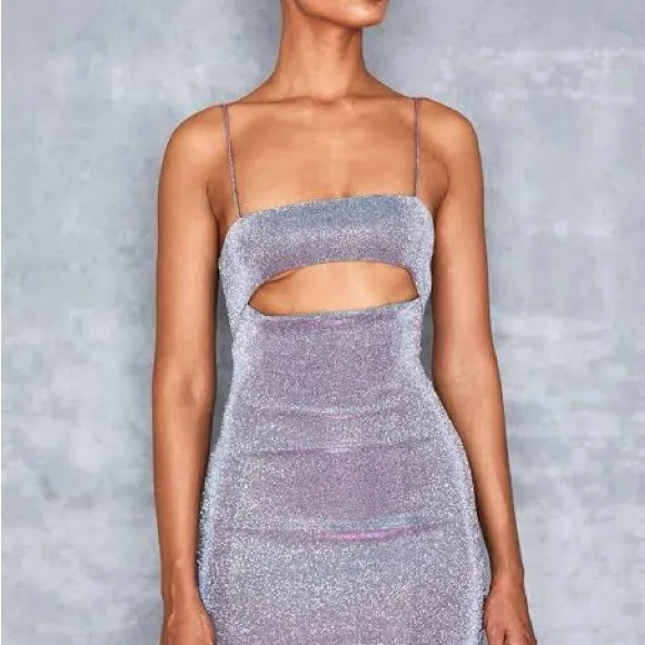 Mistress Rocks Iridescent Purple Bodycon Mini Dress XS - Silver - Image 3