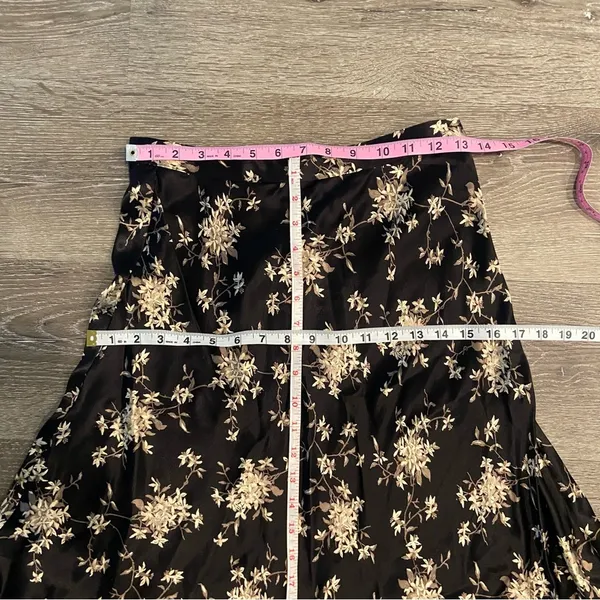 Floral Maxi Skirt in Black Beige Size 8 NWT Vintage - Image 11