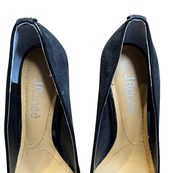 J Renee Shoes Womens Size 7.5 Black Pointed Toe Pumps Stiletto‎ Croc D'Orsay - Image 3