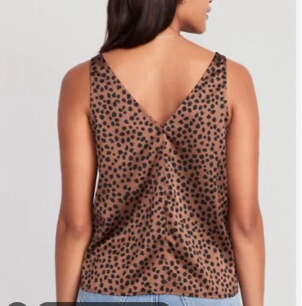 Old Navy V-Neck Satin Sleeveless Top Animal Print - Image 2