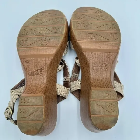 Dansko Comfort Sandals Ankle Strap Snakeskin Beige Leather Size 40 - US 9.5 - Image 5