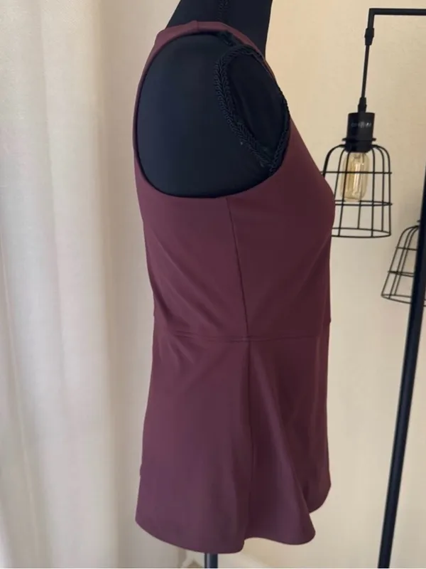 Spanx Brown Peplum Tank Top Small Stretch Athleisure Activewear - Image 4