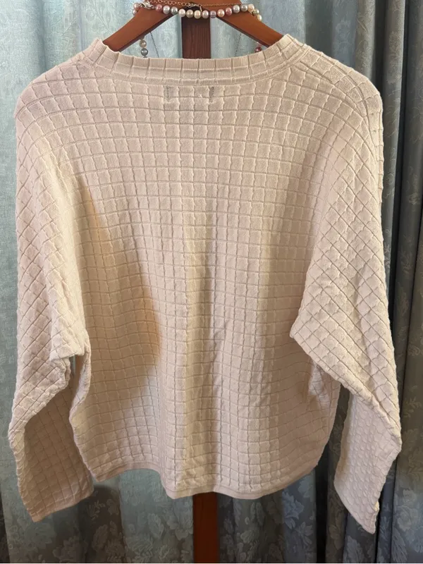 TRUTH Cream Waffle-Knit Long Sleeve Tee - Image 2