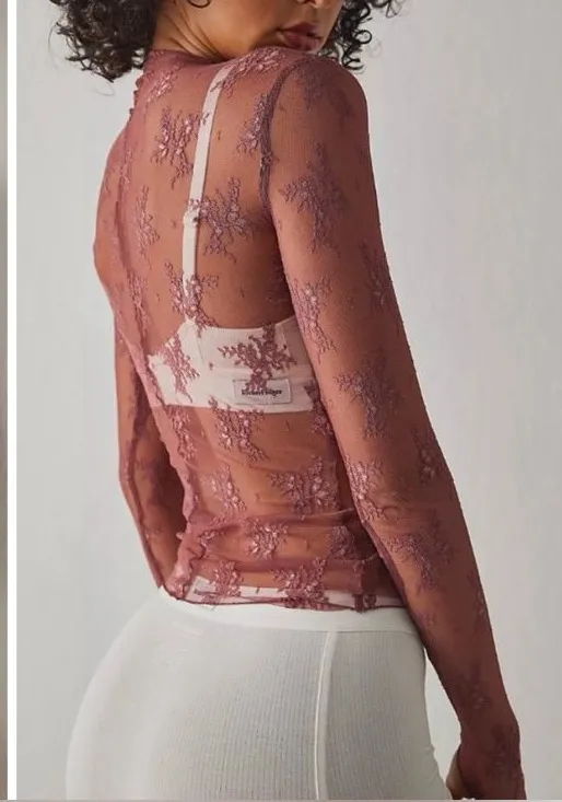 NWT Free People Intimately Lady Lux Layering Top - Oh Bloom rose pink - XS - Image 3