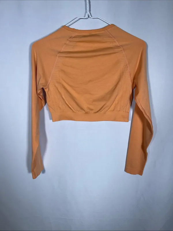 Alphalete Womens Orange Athletic Amplify Crop Top Long Sleeve Small - Image 4