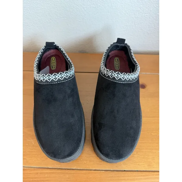 KEEN Women's Black Suede Platform Mule Clogs Slip-On Embroidered Trim Sz 8.5 - Image 4