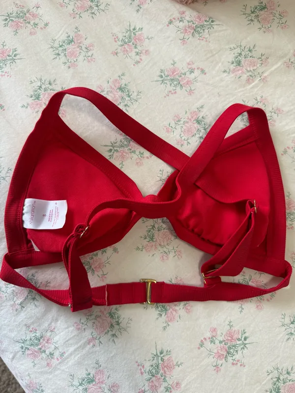 Red Xhilaration Triangle Bikini Top Ribbed - Image 3