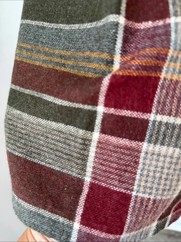 Vintage 70s/80s Claude Plaid Fringe Midi Skirt XS 🔴 - Image 3