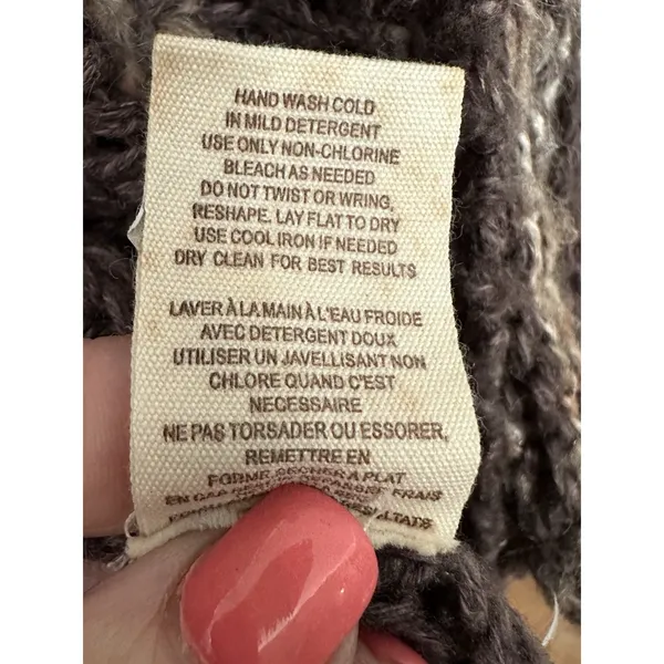 Free People Runaway Love‎ Crochet Chunky Knit Small Brown Cardigan Sweater #HR-6 - Image 4