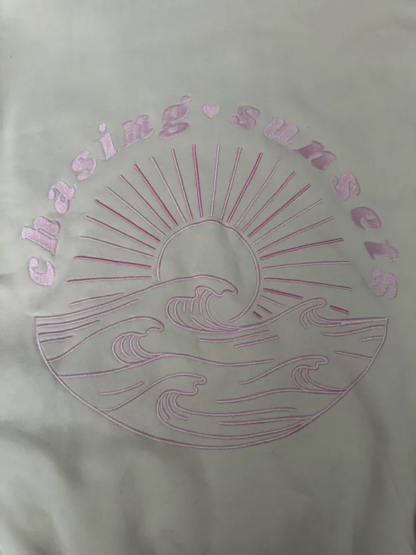 Pink Palm Puff Chasing Sunsets hoodie - Image 3