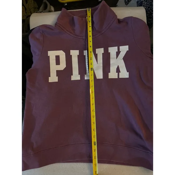 PINK Victoria's Secret Funnel Purple Logo Racer Stripe Zip Jacket. L Casual Preppy - Image 9