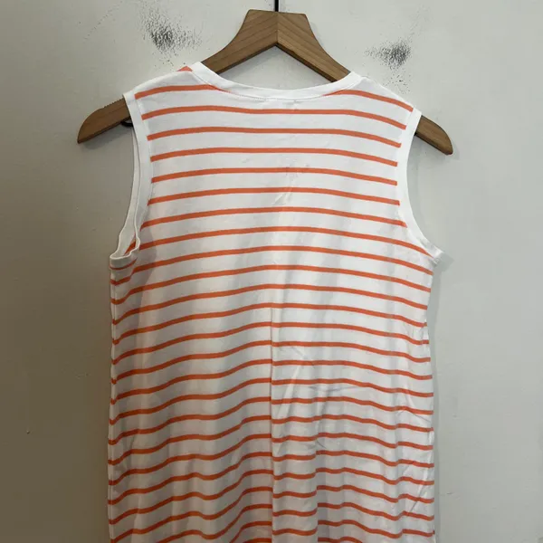 Lake Pajama Pima Cotton Nightgown Green Orange Stripe Sleepshirt Sleepwear - Image 4