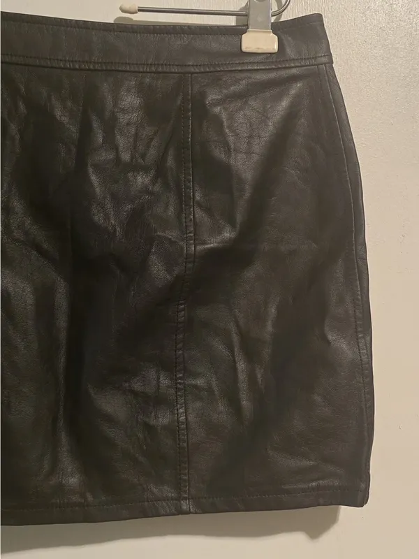 Express Black Faux Leather Asymmetrical Zip Mini Skirt - Image 8