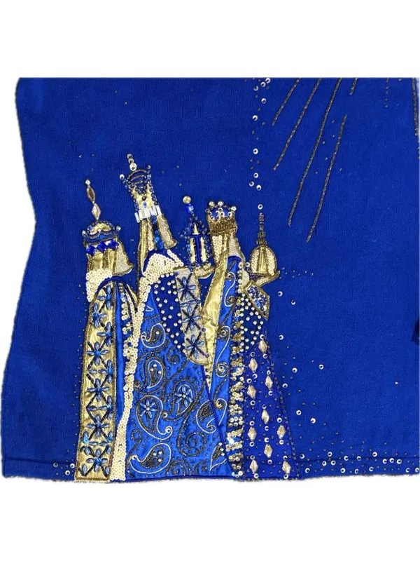 VTG Berek 2 M Sweater Gustav Klimt Christmas 3 Kings Wise Men Magi Nativity Ugly - Image 3