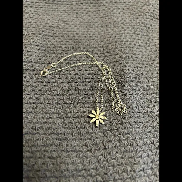 Woman stealing silver 925 necklace beautiful flower shape - Image 2
