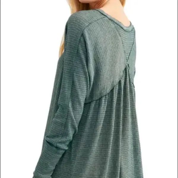 Free People Citrine waffle thermal cotton Top - Image 2