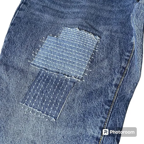 OLD NAVY Womens Size 20 Extra High Rise‎ O.G. Straight Denim Jeans w/Patches - Image 4