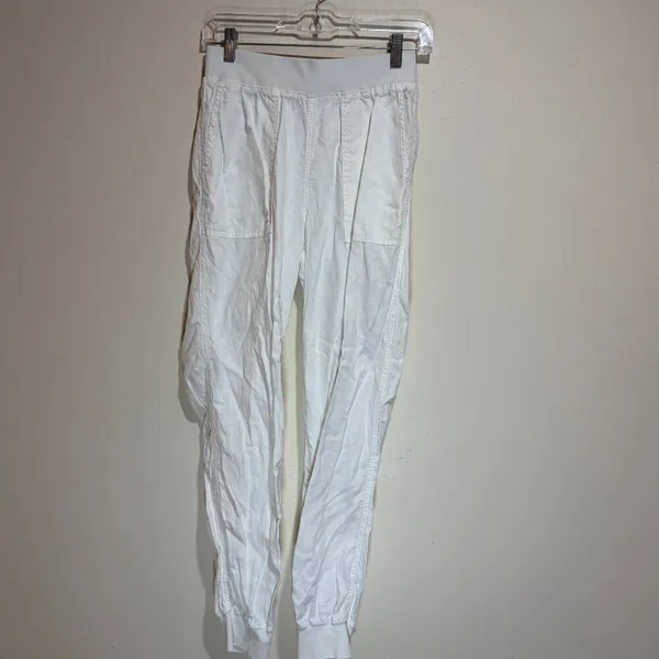 Faherty Size S Small Arlie Day Pant Joggers White Linen Blend - Image 2