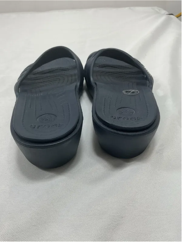 Womans Crocs Slip On Strappy Sandals 8 Navy Wedge Heel Open Toe - Image 4