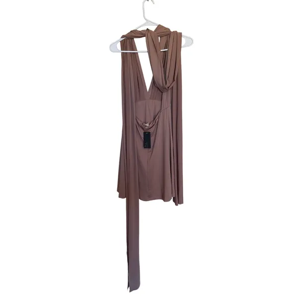 Blush pink multi wear halter mini dress - Image 2