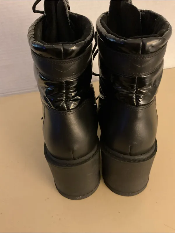 Marc Fisher women black leather platform combat boots US 7.5 - Image 10