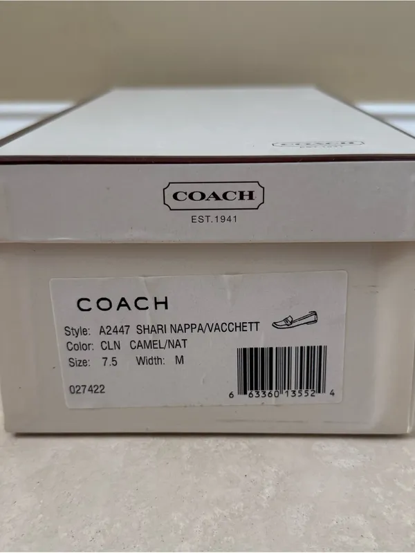 Coach Shari Nappa Camel Natural Tan Vacchetta Leather Slip On Penny Loafer 7.5 B - Image 11