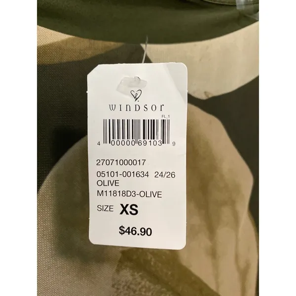 New Windsor Strapless Floral Mesh Maxi Dress Olive Black Size XS - Image 3