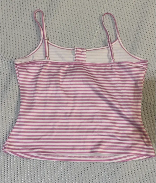 Baby Pink and White Striped Tank Top - Image 2