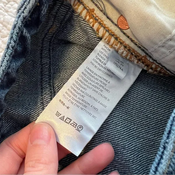 ✨ Free People We the Free Women’s Denim Button Fly Mini Skirt Raw Hem 29 - Image 7