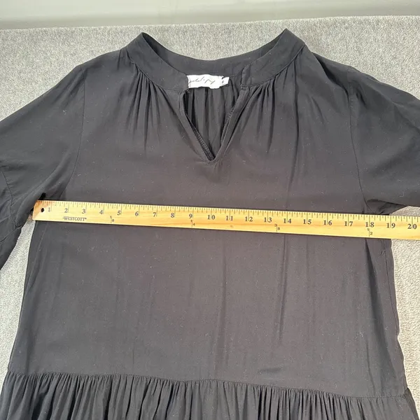 Petal + Pup Black Tiered Midi Dress Women's Small V-Neck Short Ruffle Sleeve - Image 6