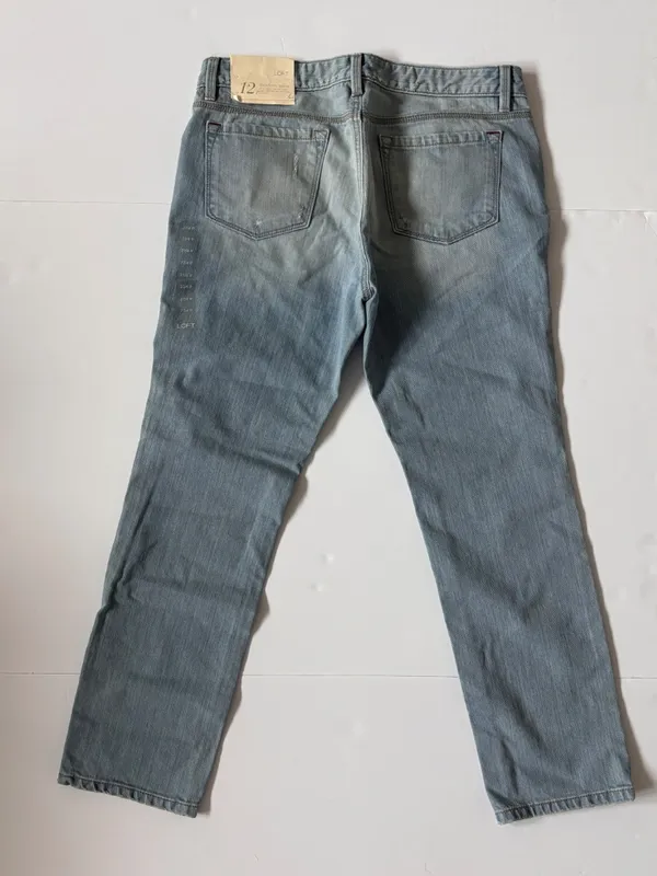 LOFT Modern Slim Jeans Size 12 Light Wash Straight Leg Y2K Denim - Image 6