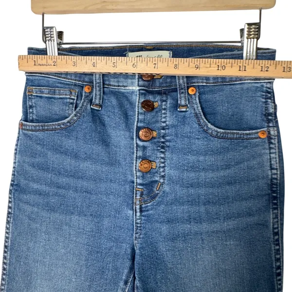Madewell 10" High-Rise Skinny Jeans Button Fly Raw Hem Blue 25P Minimalist‎ - Image 8