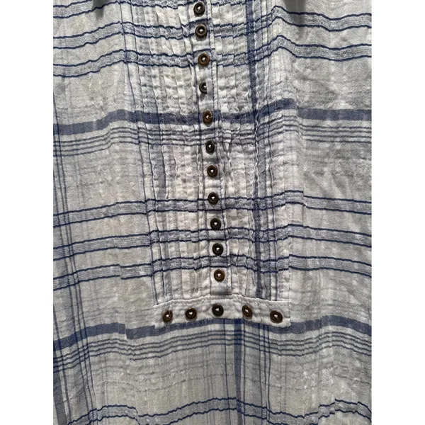 Anthropologie Pilcro Blue White Plaid Cotton Lightweight Tunic Top‎ XS - Image 8