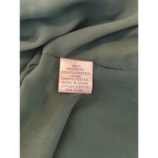 In Loom Wrap Dress Medium Green Ruffle Flutter High Low - Image 6