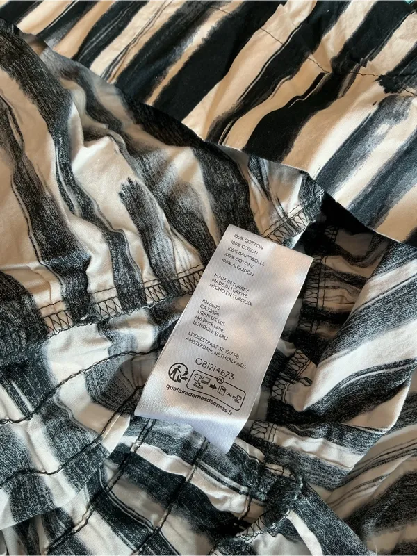 Anthropologie XS Black White Stripe Maxi Dress Cotton Pockets - Image 12