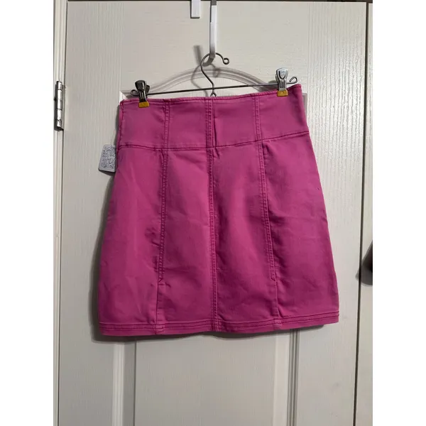 Free People Holding Onto a‎ Dream Pink Denim Mini Skirt - Image 3