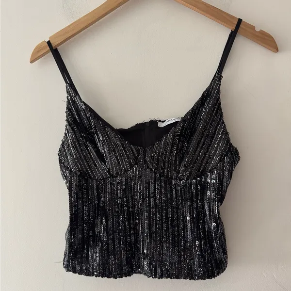 Zara Sequin Cami‎ Crop Top - Image 2