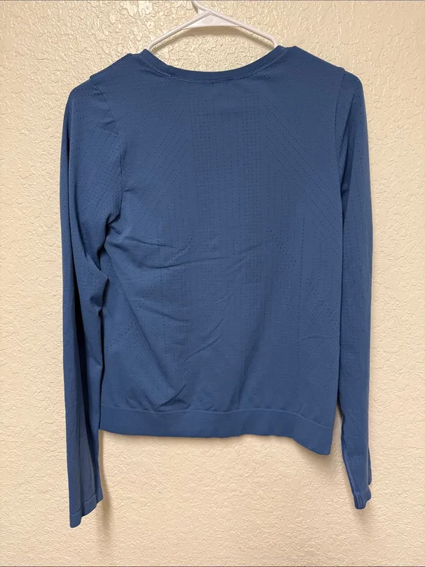 Long Sleeve Crewneck Top in Dusty Blue - Image 2