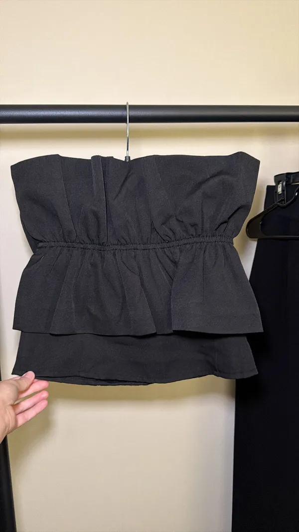 Black strapless ruffle top these three boutique  - Image 5
