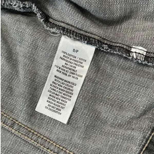 Aeropostale Denim Trucker Jacket Gray Distressed Vintage Rugged Americana - Image 6