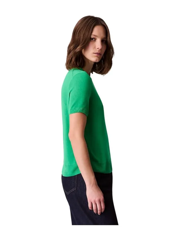 NWT Calvin Klein Fine Gauge Lightweight Short-Sleeve Sweater Blossom Green M - Image 3