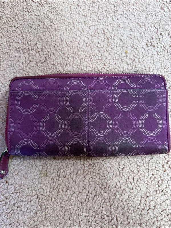 Coach Ashley Op Art Zip Around Wallet Purple - Image 5