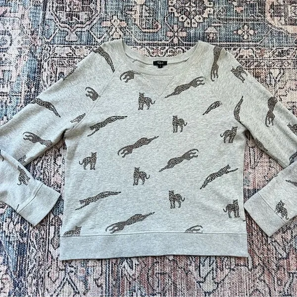 Rails Theo Jaguar Sweatshirt Grey Crew Neck Pullover Size Small - Image 11