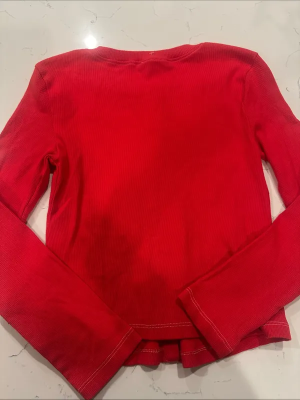NEW Free People Candy Cane Lane Beaded Long Sleeve Snap Buttons Top Sz XS - Image 9