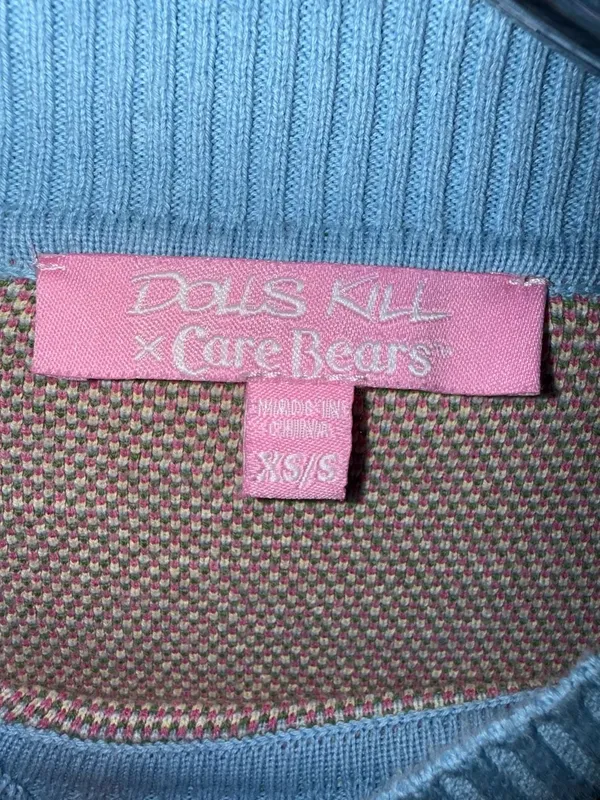 Dolls Kill x Care Bears Cheer Bear Rainbow Heart Knit Sweater Size XS/S - Image 3