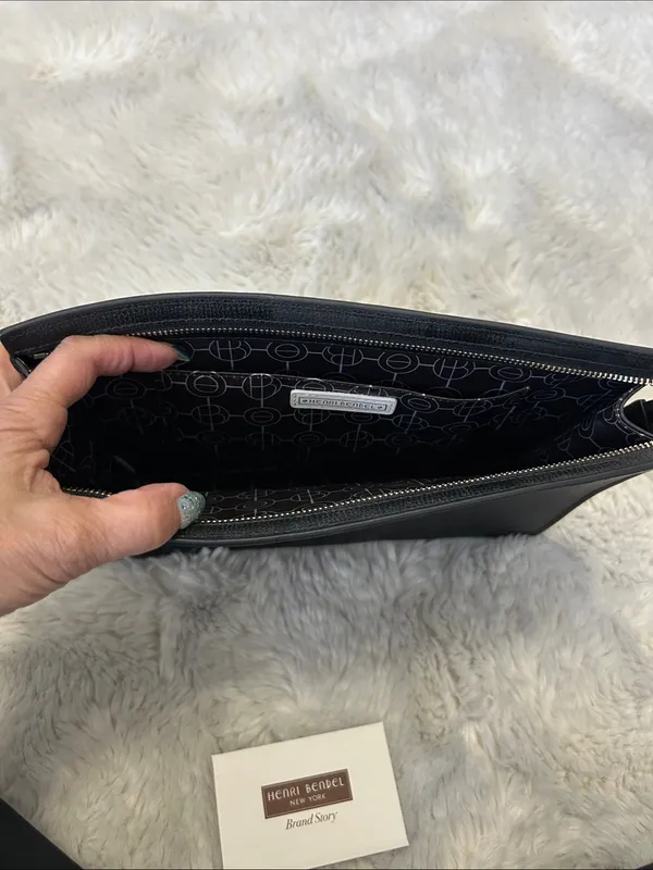 Henri Bendel Black Saffiano Leather Clutch - Image 8