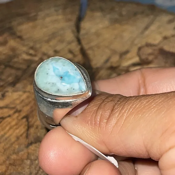 Caribbean Larimar Ring Size 8 3/4 Blue - Image 4